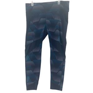 Athleta Crop Leggings Geometric Print Navy Blue High Rise SZ XL